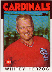 1986 Topps Baseball Cards      441     Whitey Herzog MG
